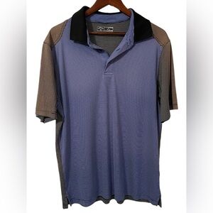 Callaway Mens Golf Polo blue Brown Stripe Ombre shirt size Medium